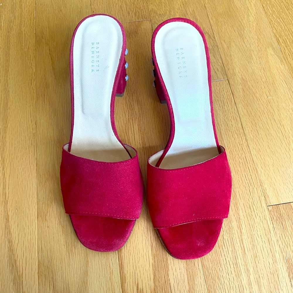 Barney’s NY - Red Pearl Heeled sandals - 6